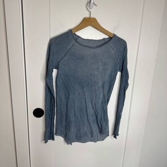 Cotton Citizen Marbella Washed Blue Lightweight Supima Long Sleeve Top Size XS - Picture 1 of 4